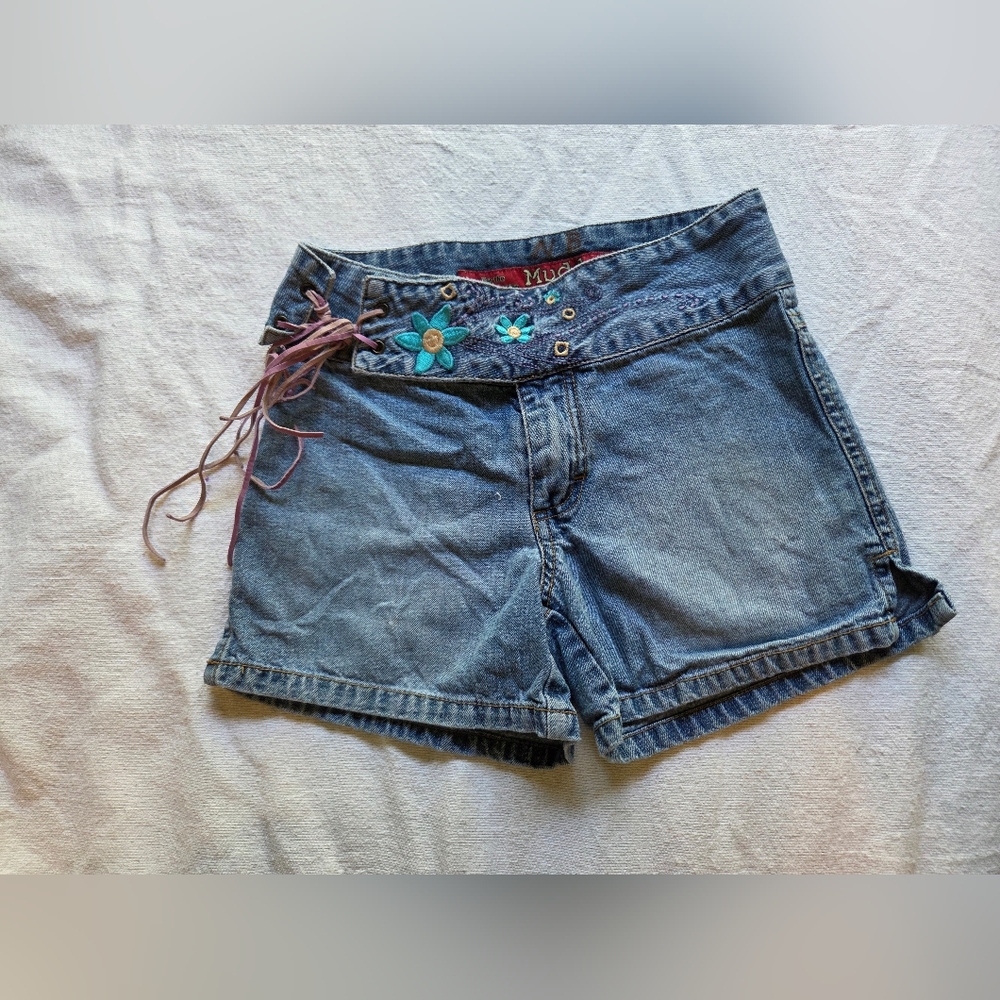 Mudd Denim Kids Shorts with Blue Floral Details